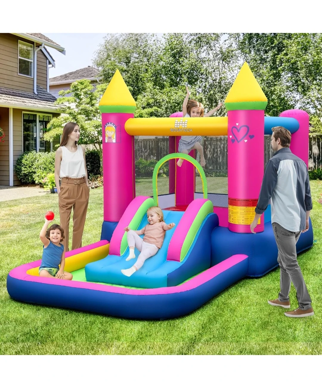 Kids Inflatable Bounce House with Slide and Ball Pit