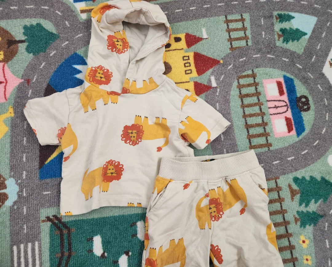 Lion Print Hoodie and Shorts Set- 12 months
