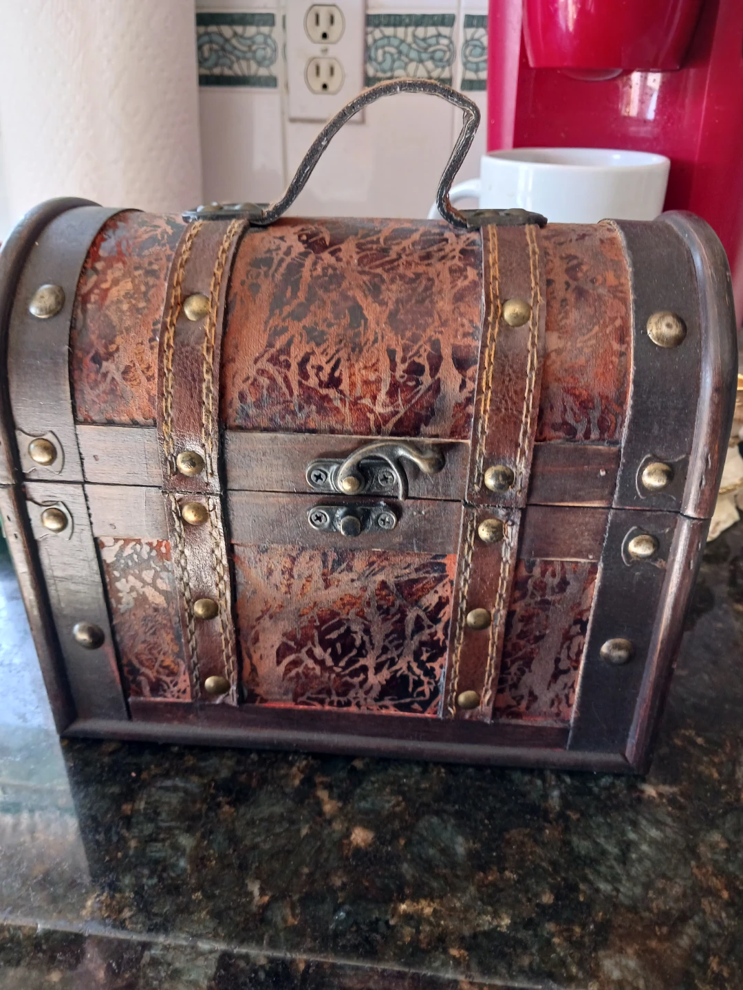 Wooden Treasure Chest Trinket Box