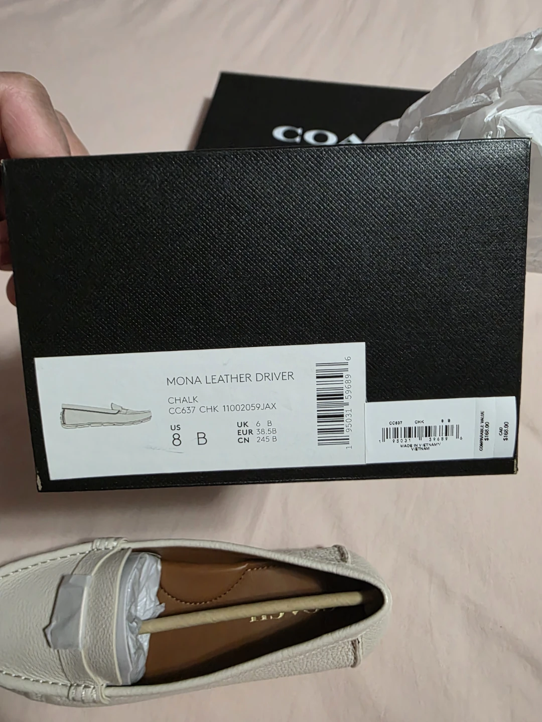 Coach Mona Leather Driver Shoes - Chalk - Size 8