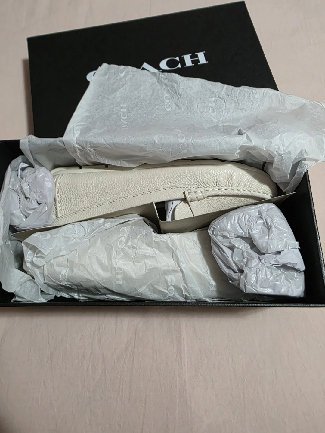 Coach Mona Leather Driver Shoes - Chalk - Size 8 - photo 2