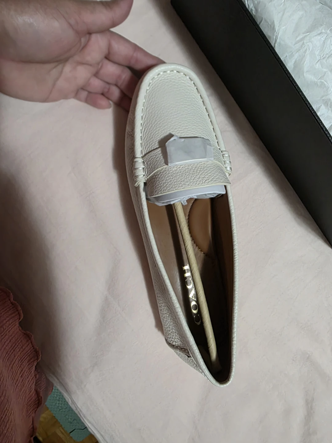 Coach Mona Leather Driver Shoes - Chalk - Size 8 - photo 4