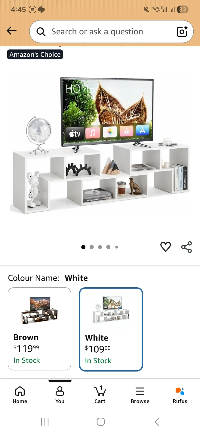 KOTEK TV Stand for 50-65 Inch TVs - White