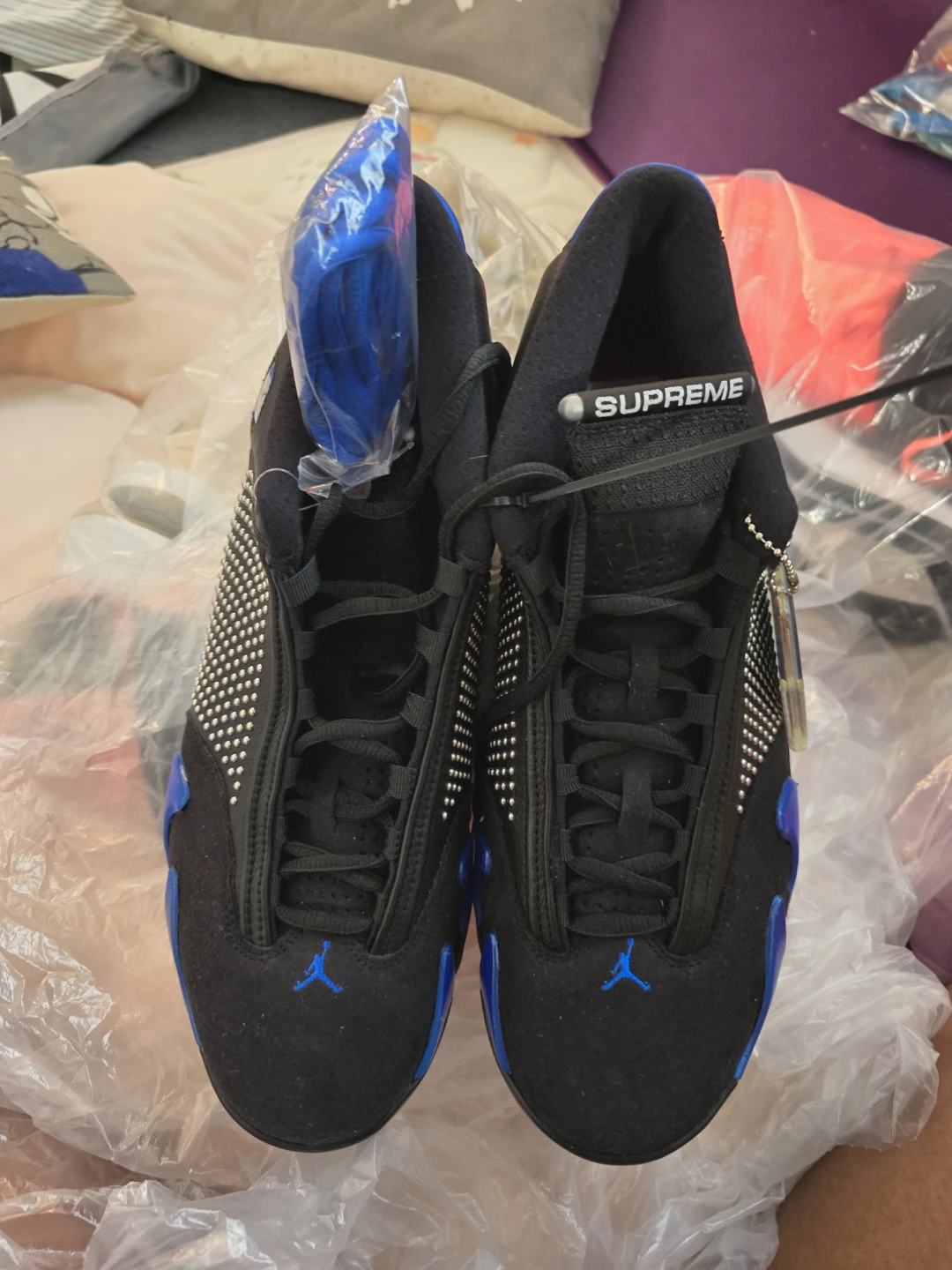 Supreme Air Jordan 14 "Black Royal" Sneakers - photo 2
