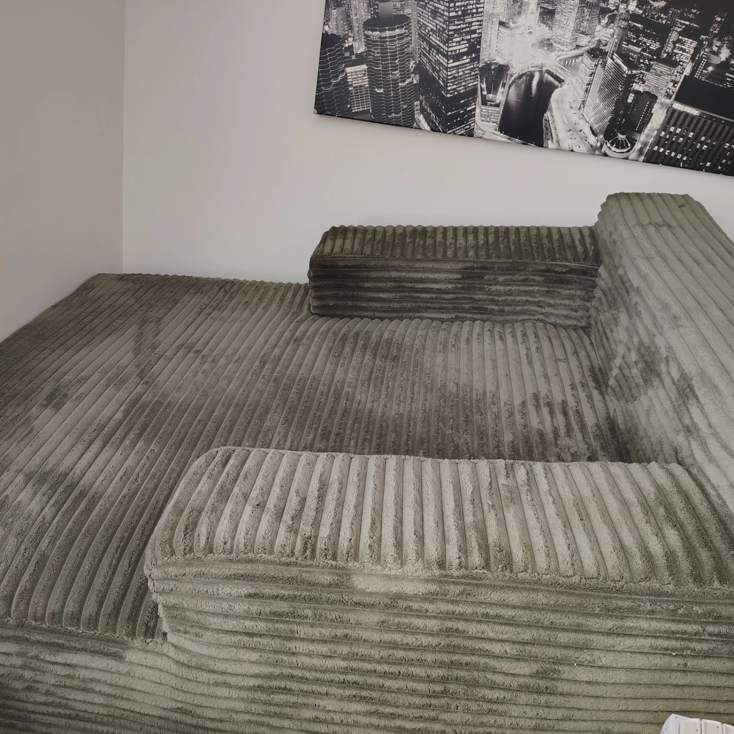 Grey Corduroy Floor Sofa - photo 3