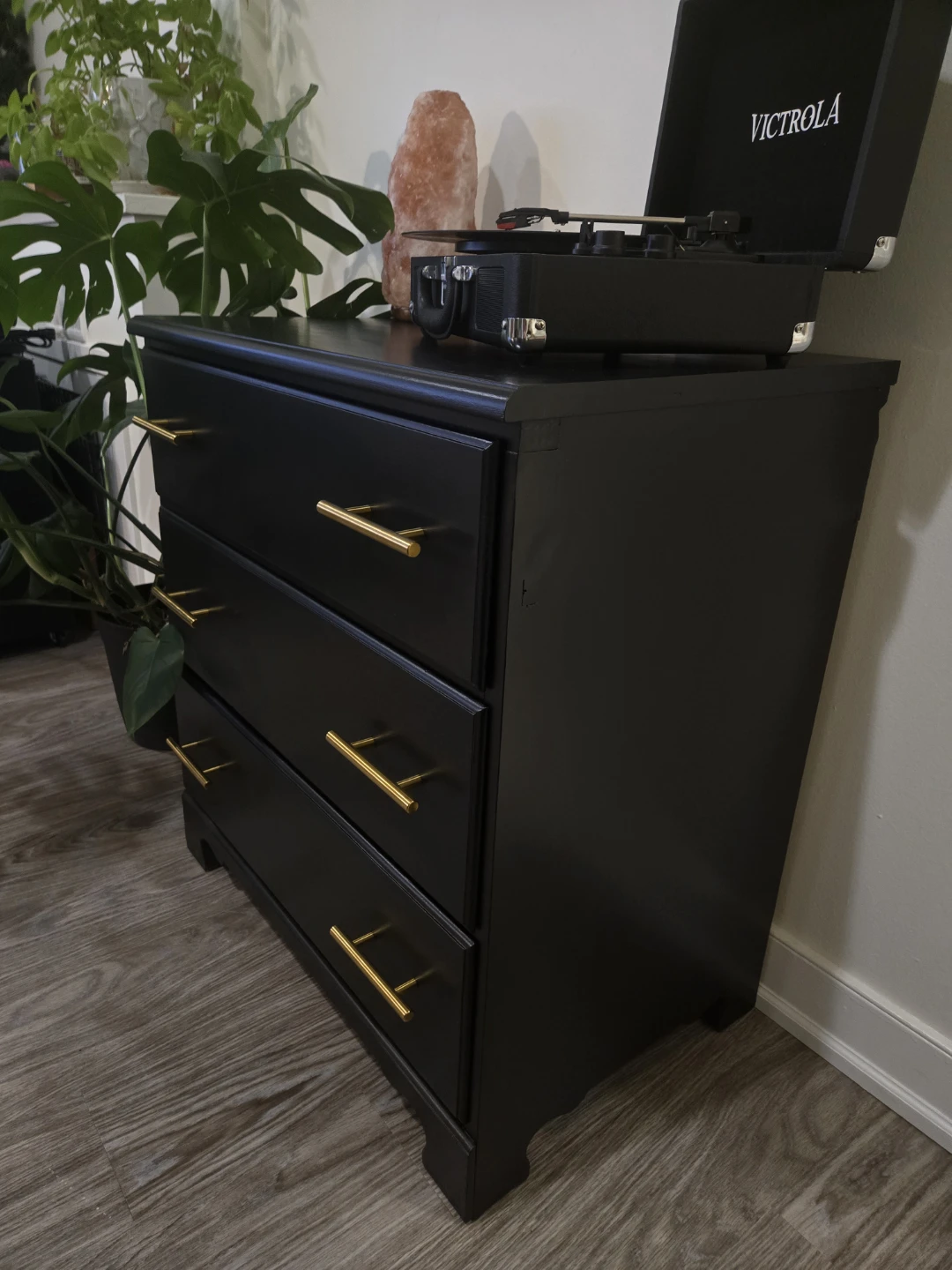 Black 3-Drawer Dresser with Gold Handles - photo 2
