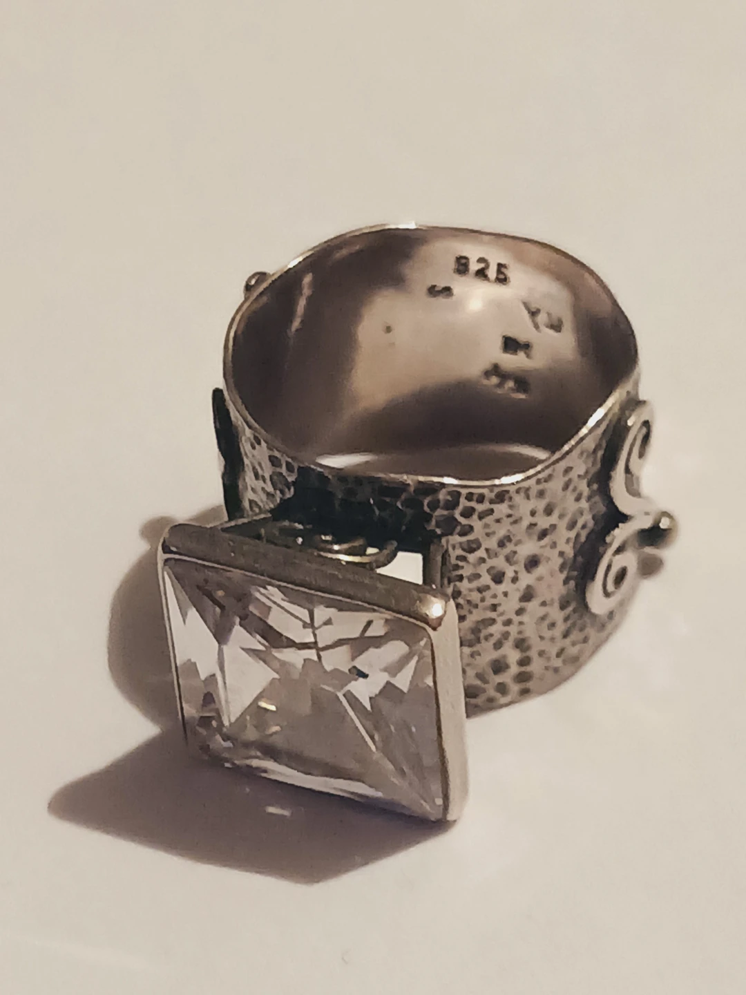 Sterling Silver 925 Ring with Large Square Crystal. 7.5 - photo 3