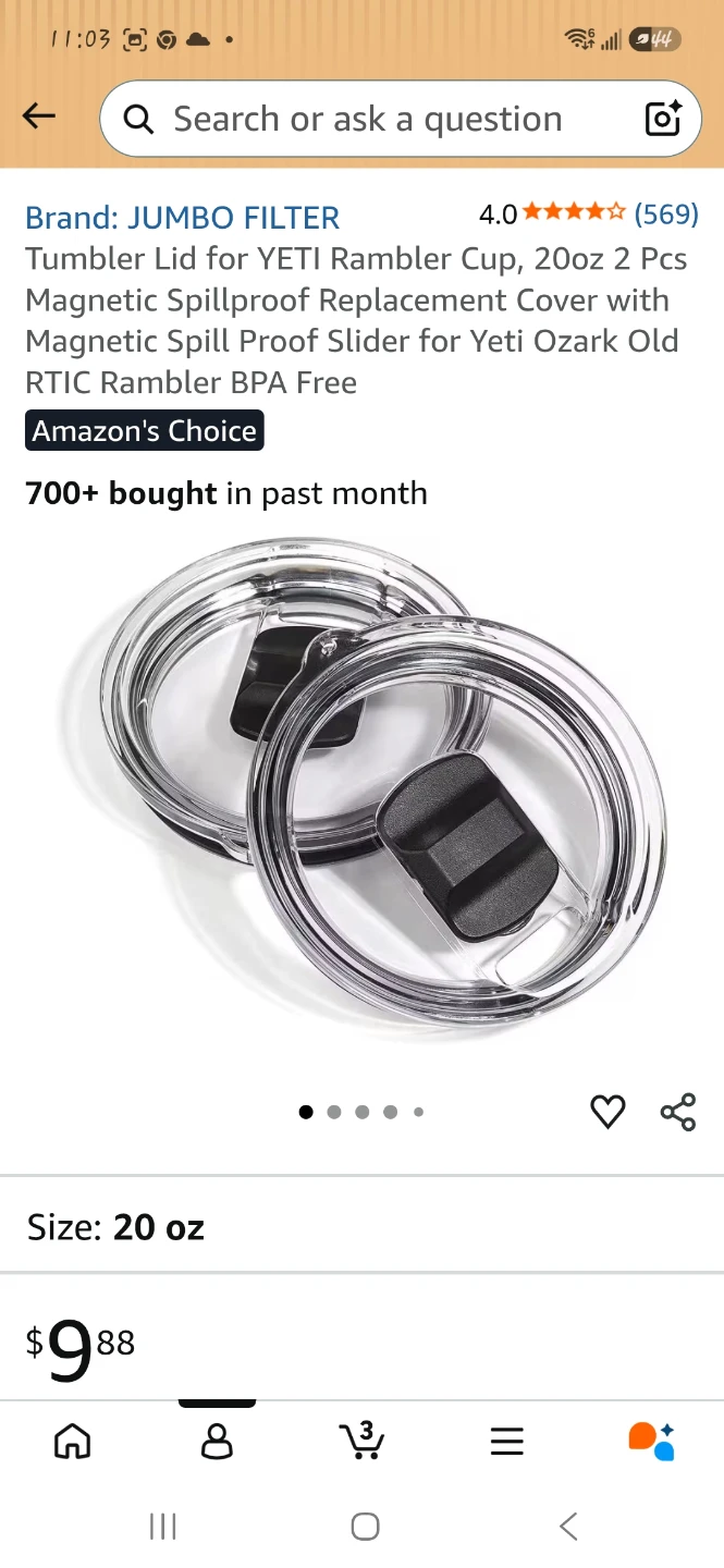 20 oz Tumbler Lid with Magnetic Slider