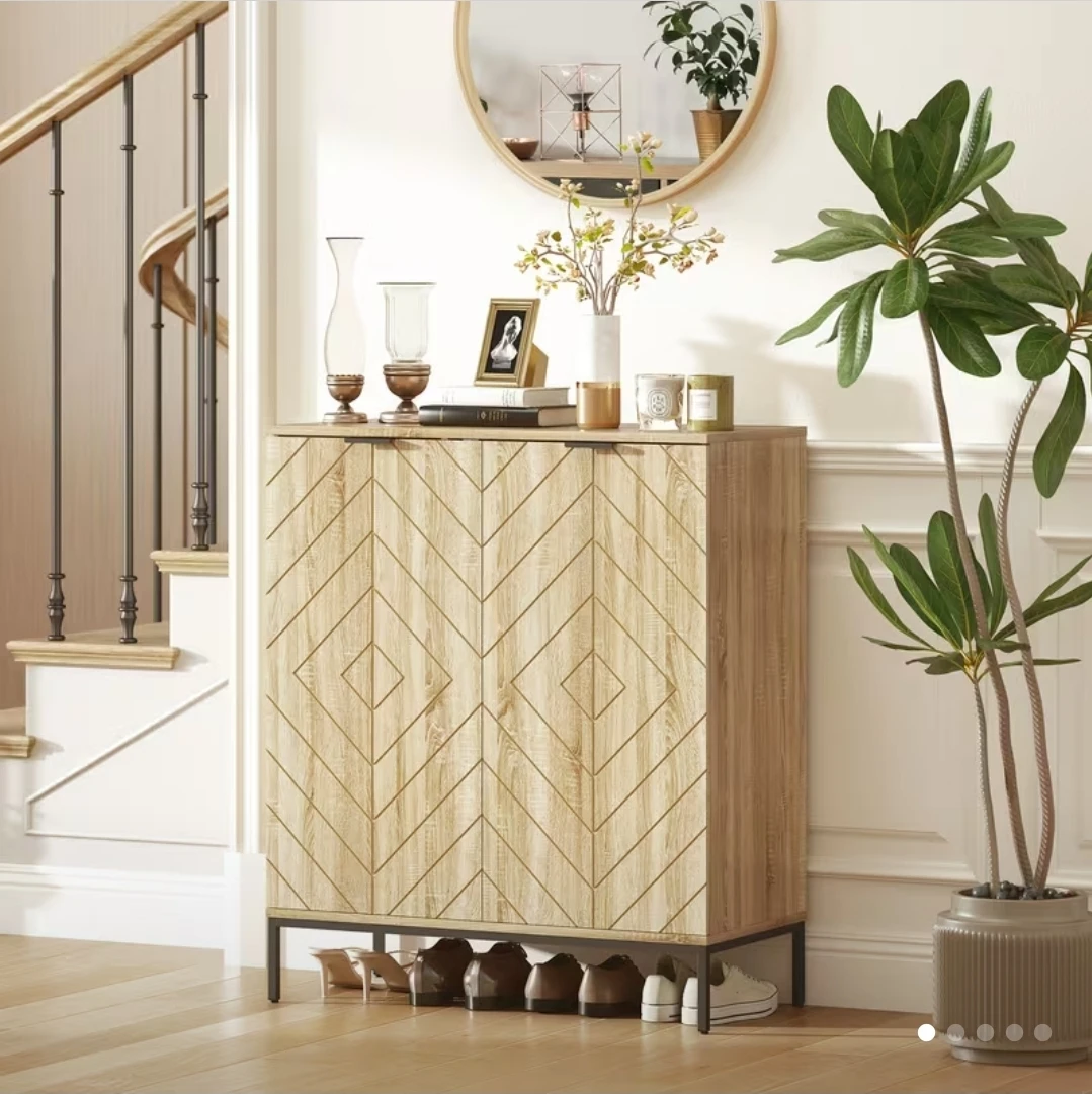 Brand new in box - Shoe Cabinet with Carved Chevron Doors
