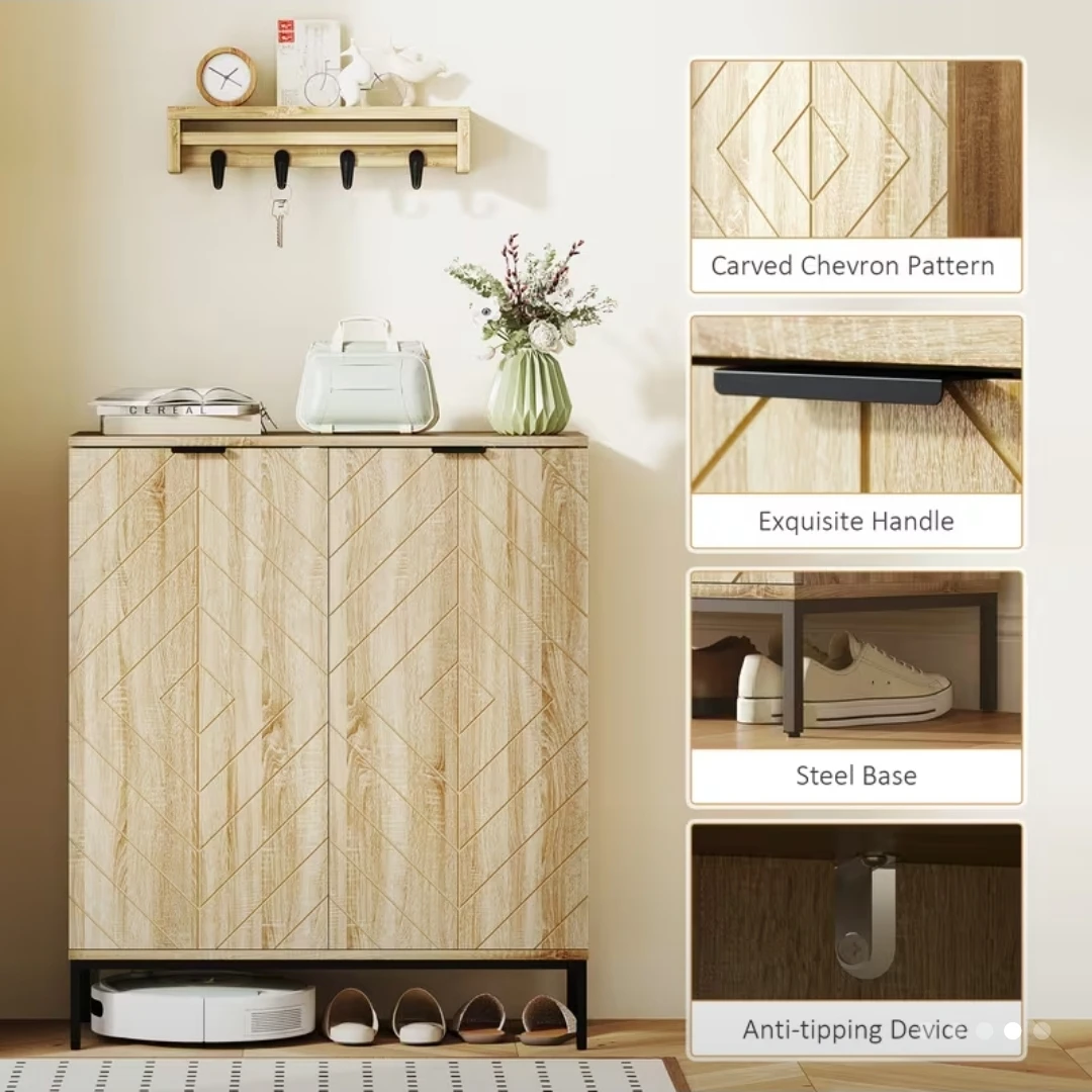 Brand new in box - Shoe Cabinet with Carved Chevron Doors - photo 4
