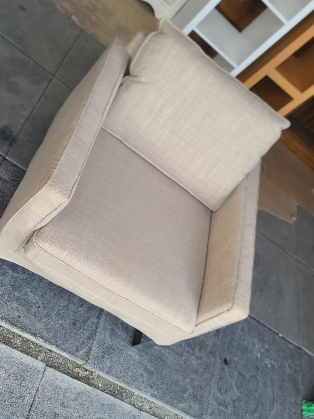 Modern Beige Fabric Armchair with Chrome Sled Base - photo 2