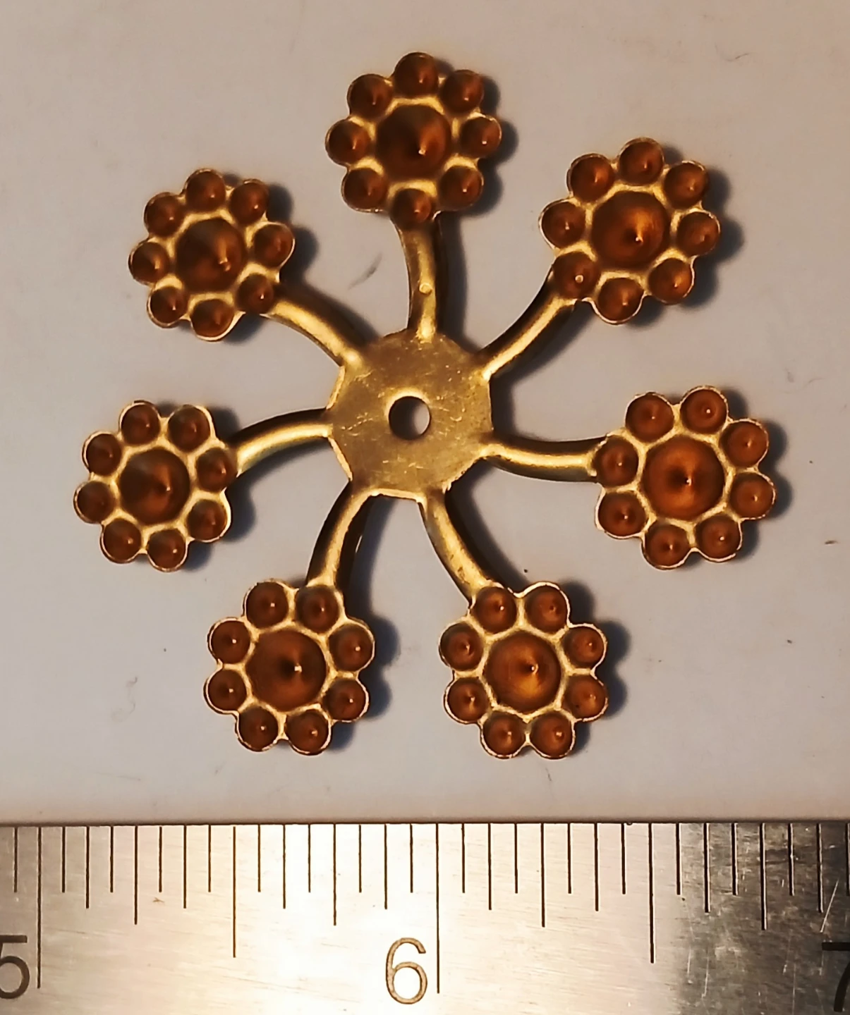 7 Brass Craft Embellishments - Snowflake & Bow Tie Shapes - photo 2