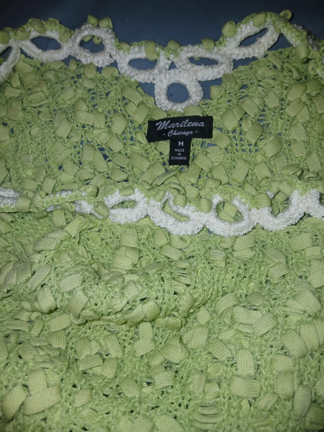 Marilena Chicago Green Crochet Top Size M - photo 2