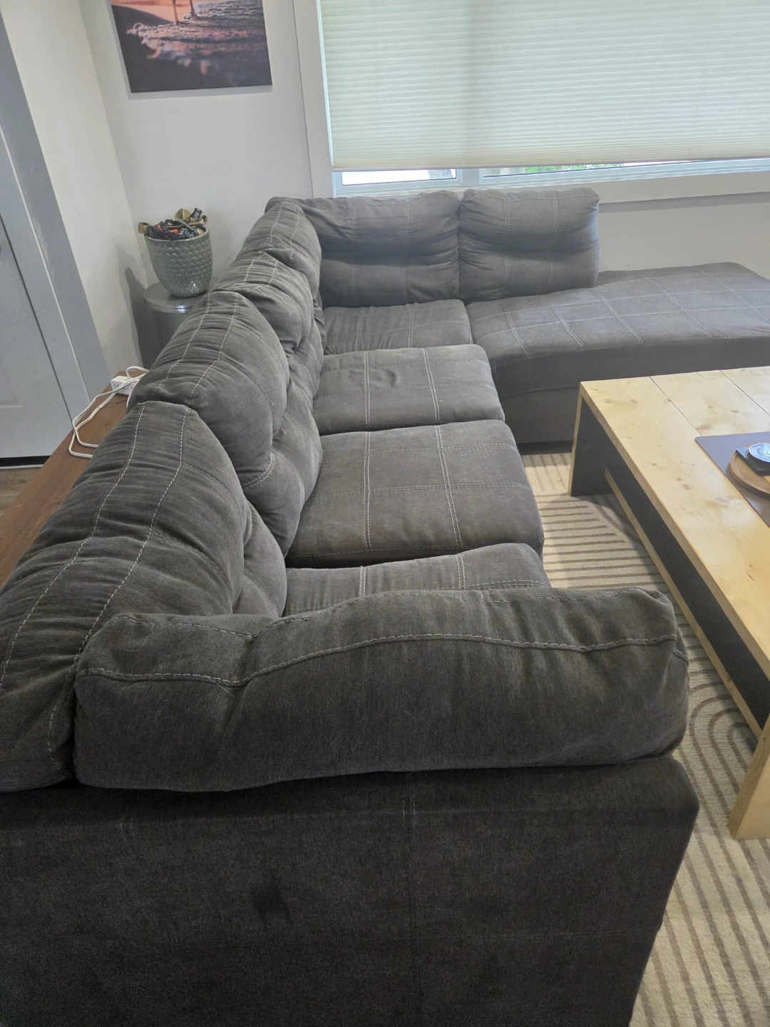 Dark Grey Sectional Sofa with Chaise - photo 2
