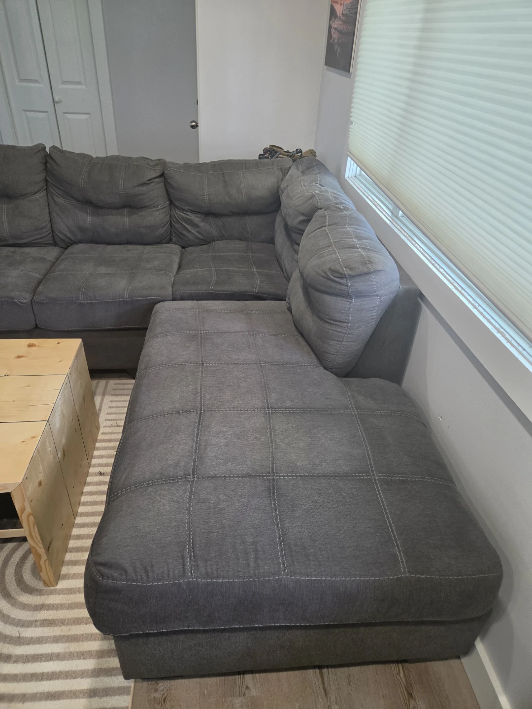 Dark Grey Sectional Sofa with Chaise - photo 3