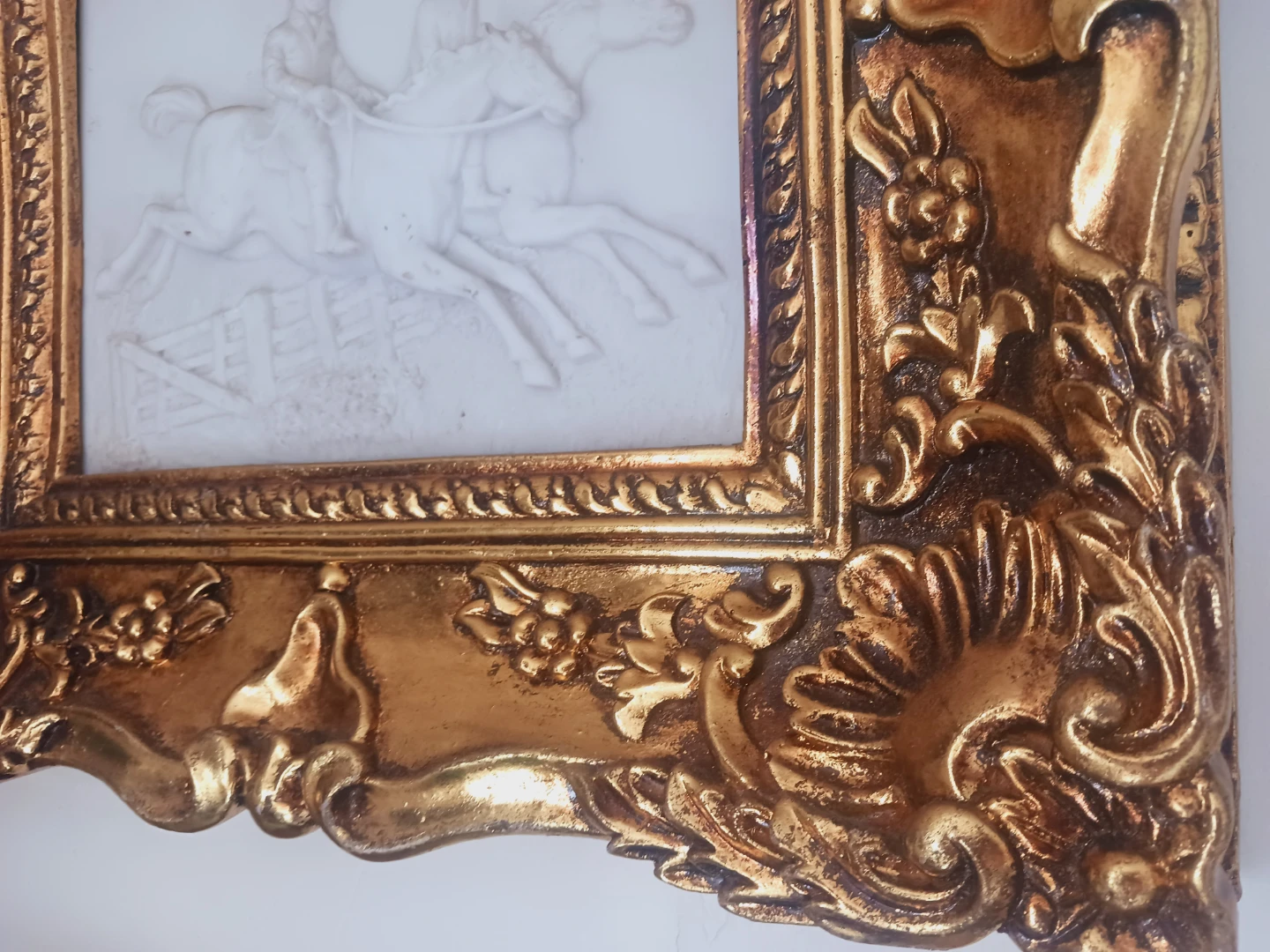 Antique Ornate Massive Frame with Horses Relief Artwork - photo 4