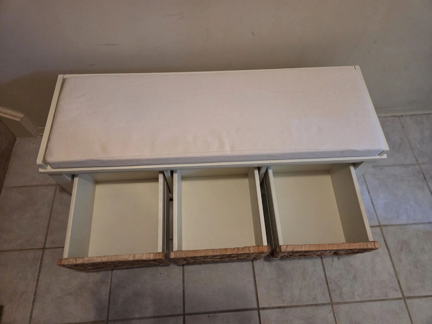Storage Bench with 3 Wicker Baskets - photo 4