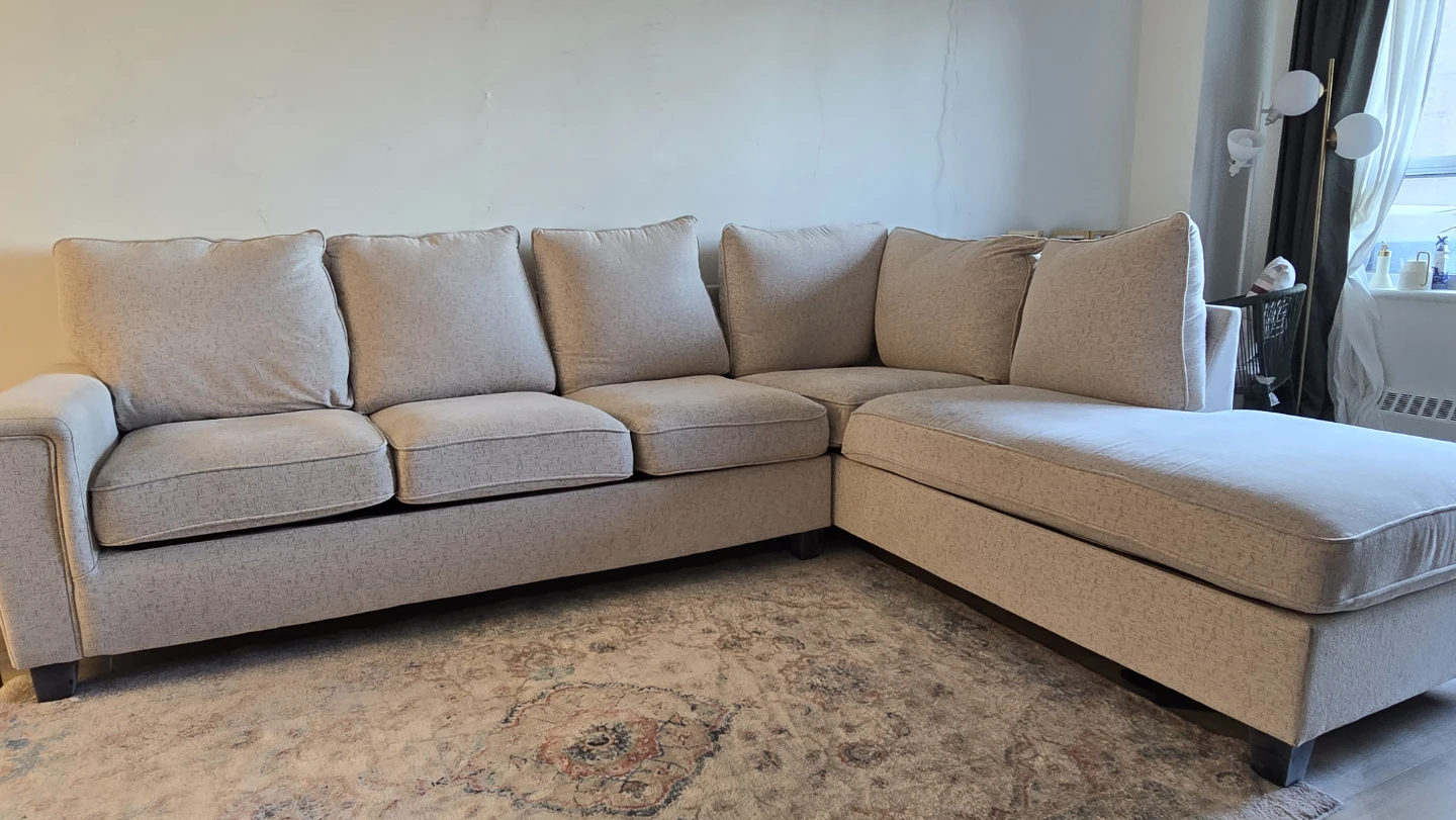 Beige Sectional Sofa with Chaise - photo 2