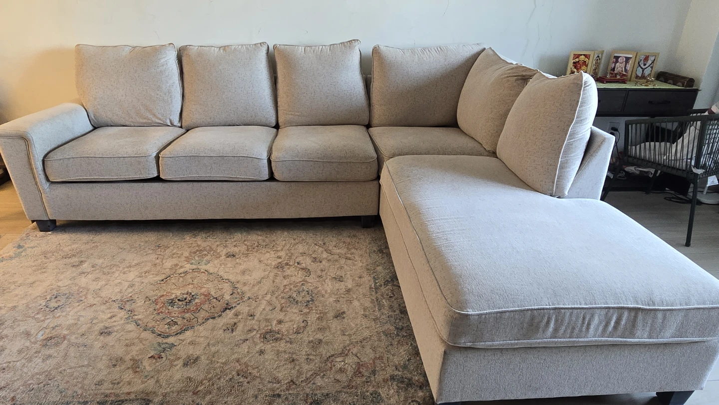 Beige Sectional Sofa with Chaise - photo 3