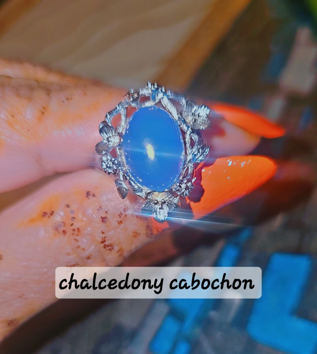 Gemstone Rings Calcedony cabochon,