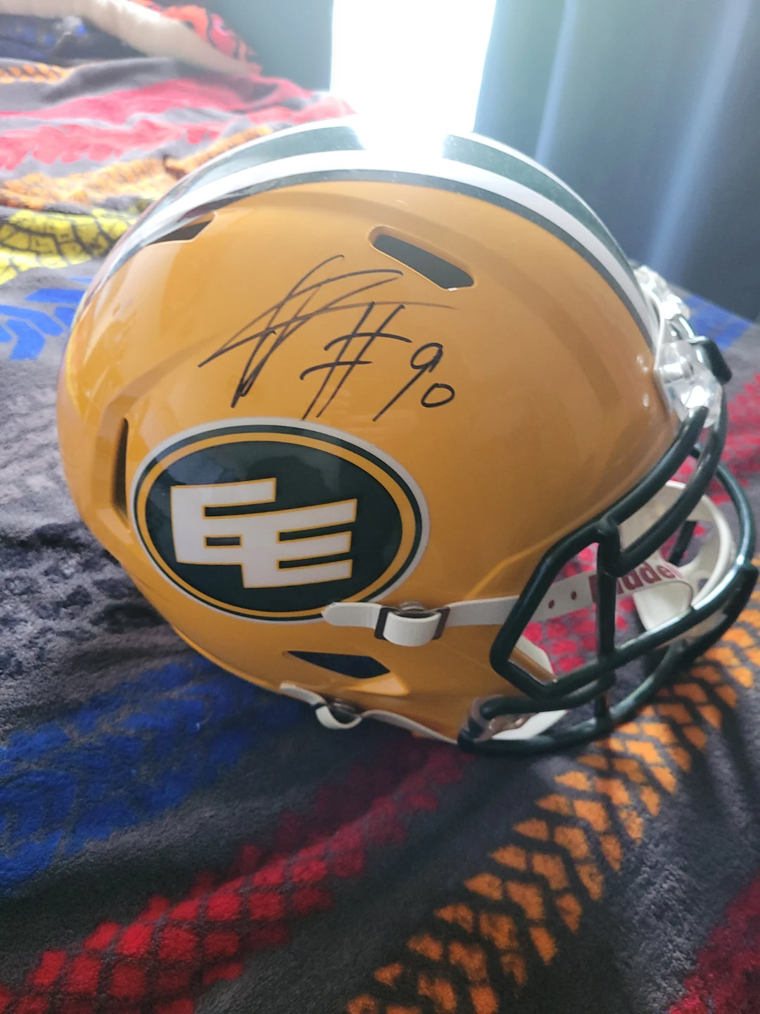 Riddell Edmonton Eskimos Autographed Football Helmet - photo 2