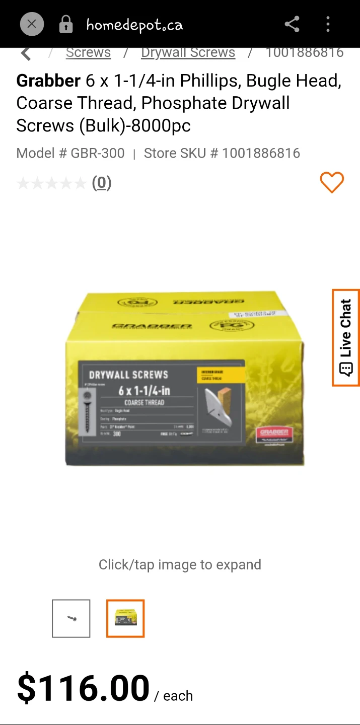 Grabber Drywall Screws 6 x 1-1/4-in (8000 pcs)