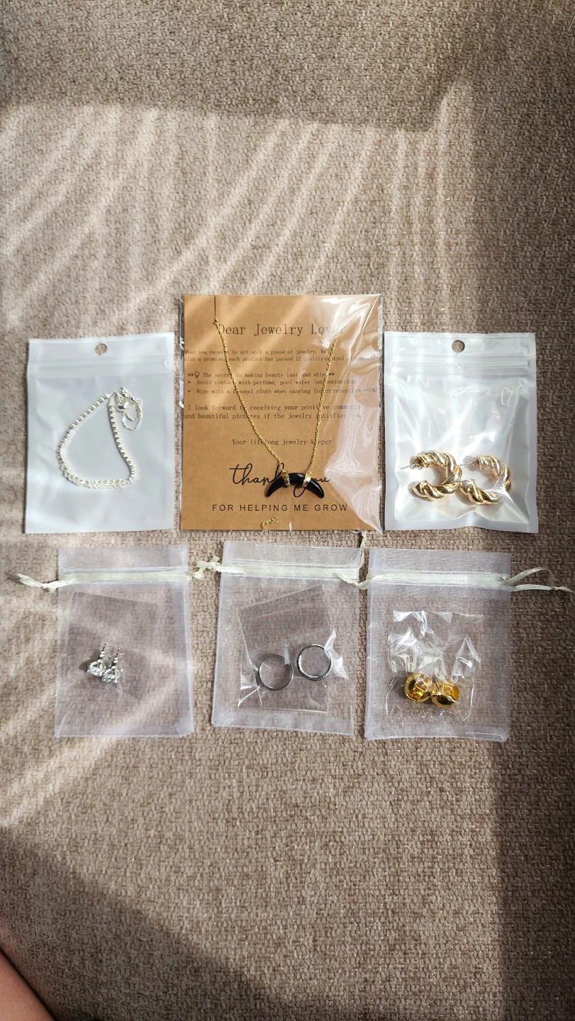 Jewelry Set with Necklace, Earrings, Rings, and Bracelet