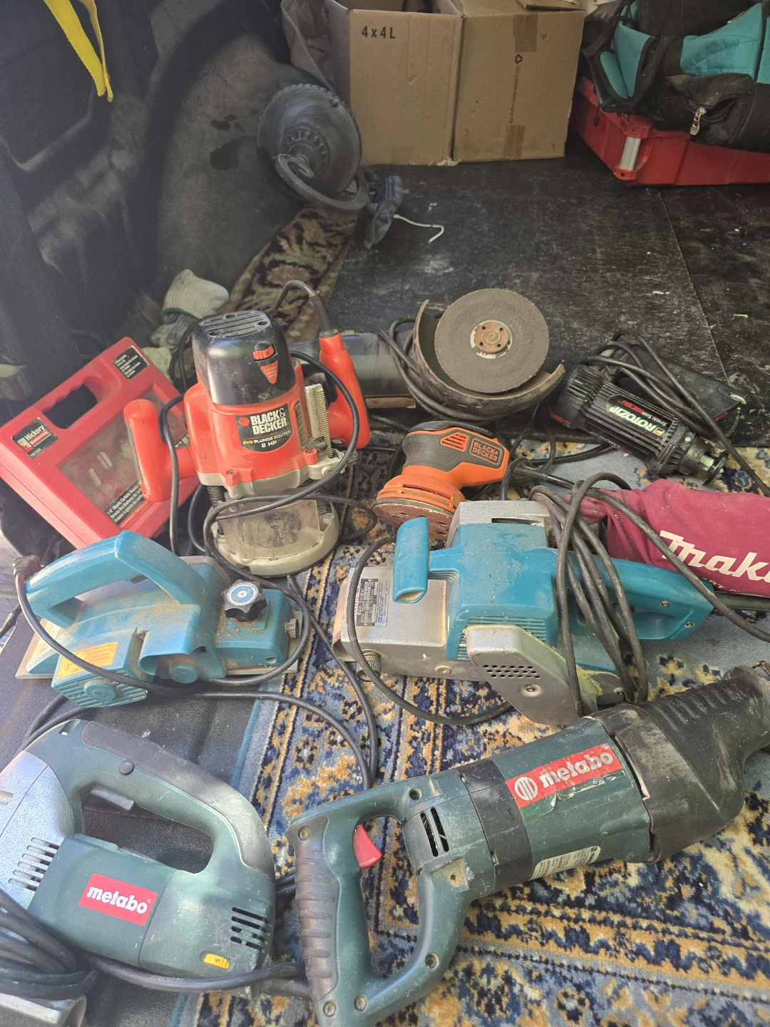Assorted Power Tools: Black & Decker, Metabo, Makita