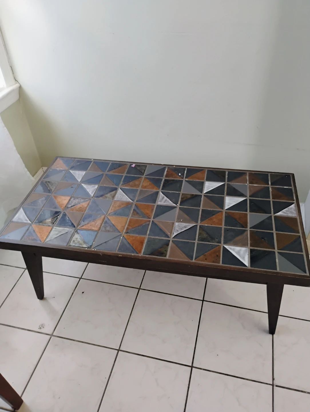 Mid-Century Modern Coffee Table with Tile Top