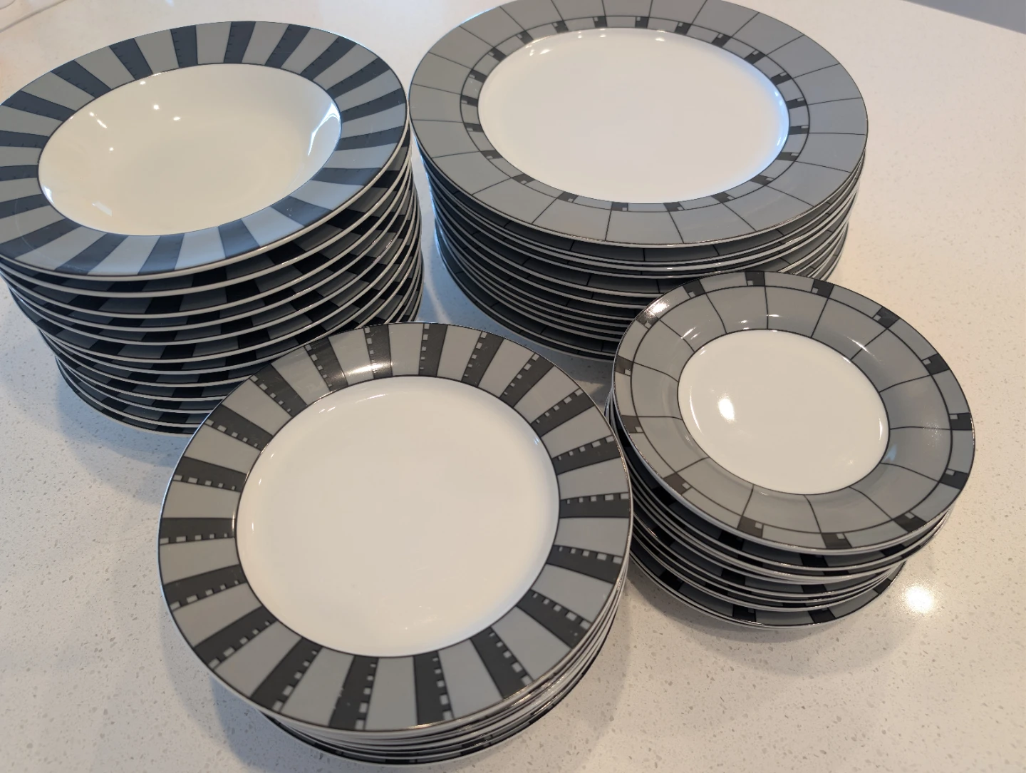 Dinnerware Set - Grey Stripe Pattern
