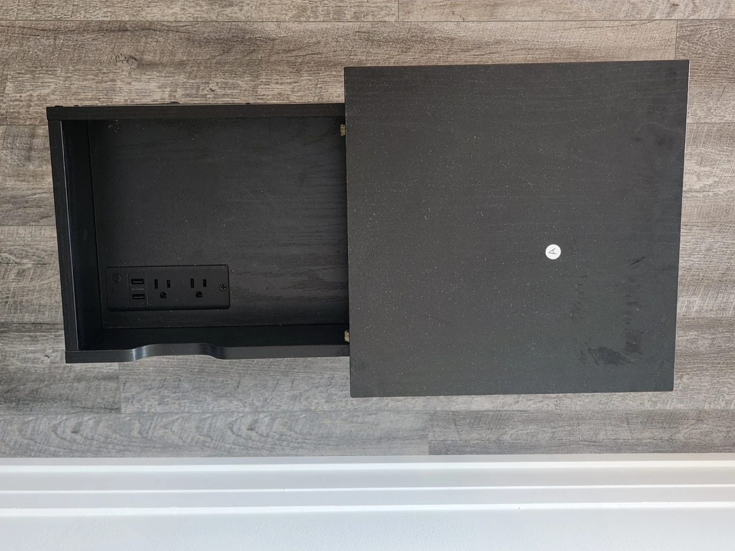 Black Side Table with Built-in Power Outlet - photo 2