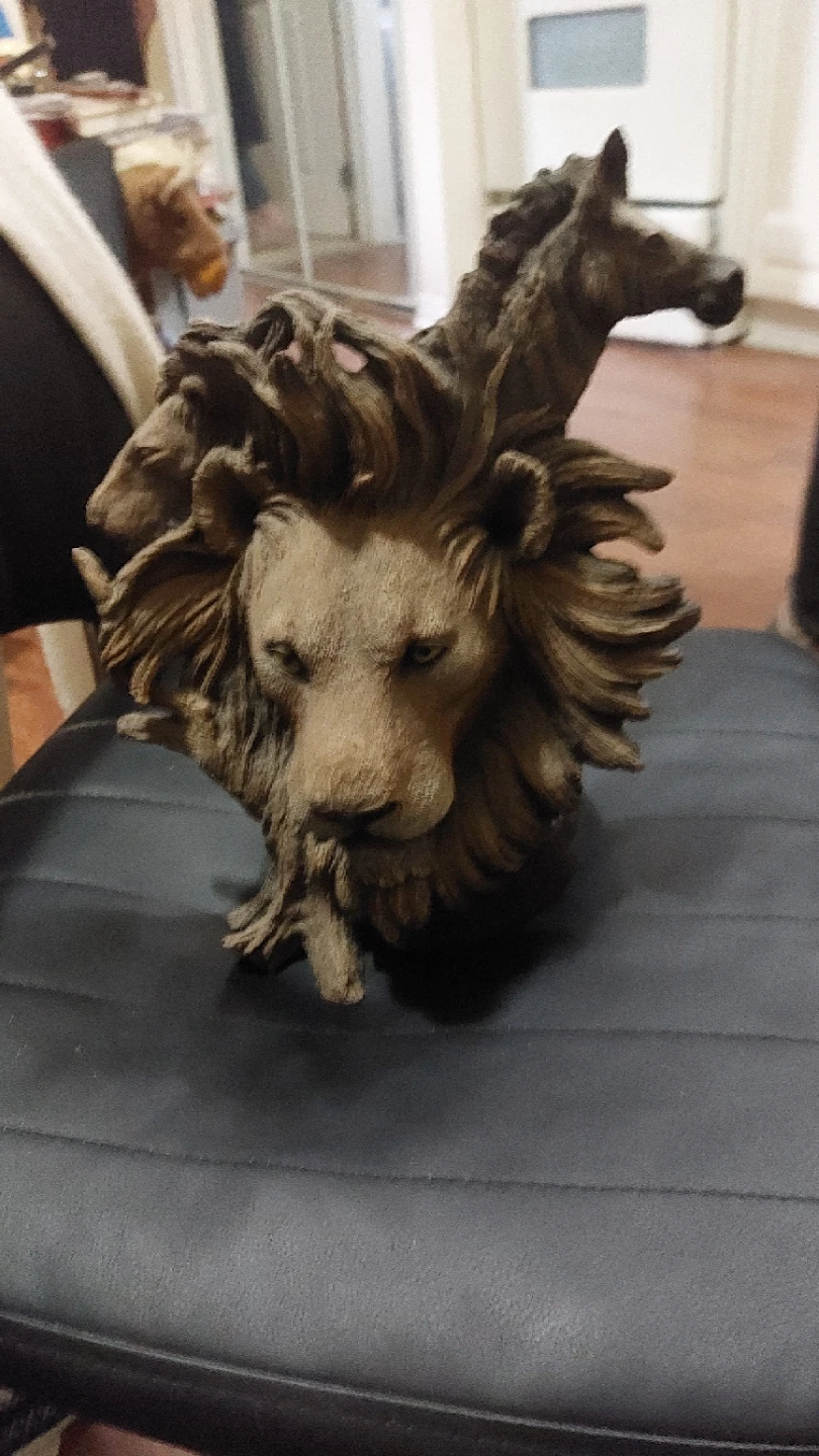 Lion and Horse Head Sculpture