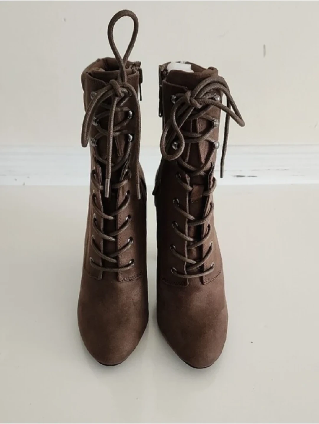 Call It Spring Brown Lace-Up High Heel Ankle Boots - photo 2