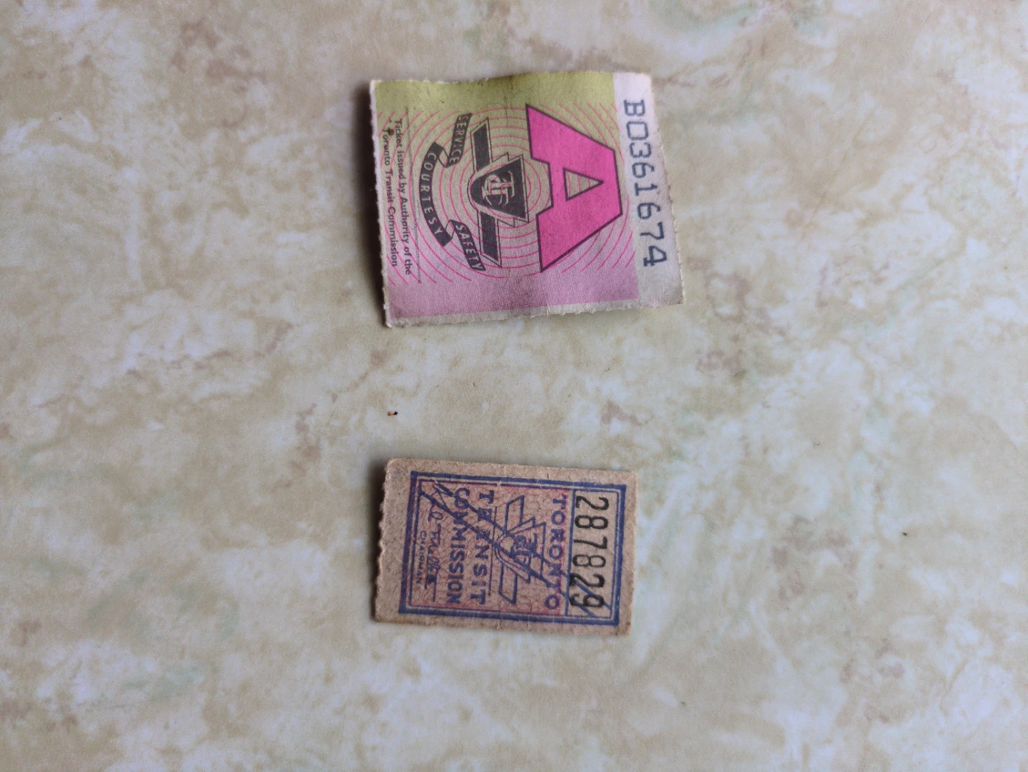 Toronto Transit Commission Vintage Tickets