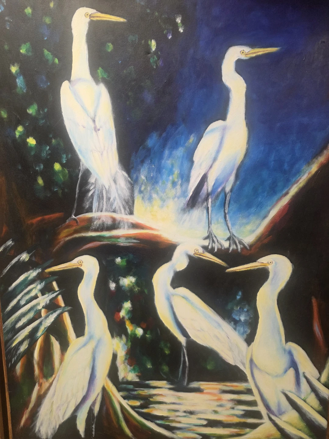 Oil Painting of Five White Egrets made from me ⚽️