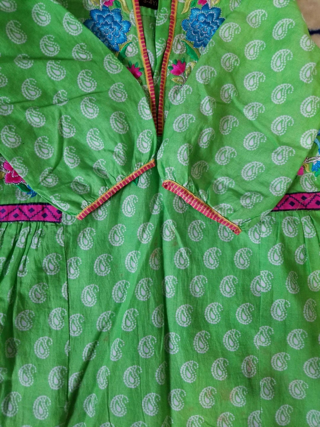 Kids Embroidered J. Lawn kurti Green ⚽️ - photo 3