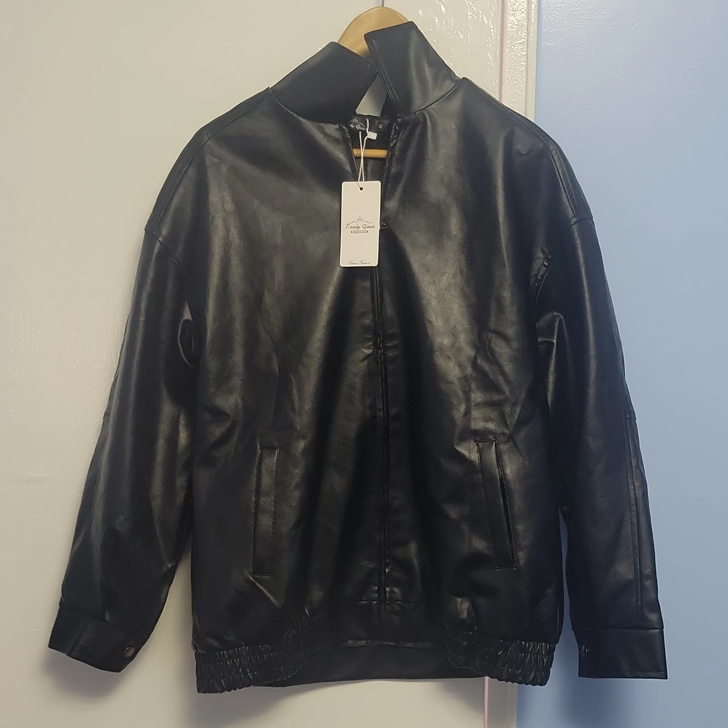Trendy Queen Black Faux Leather Bomber Jacket - photo 2