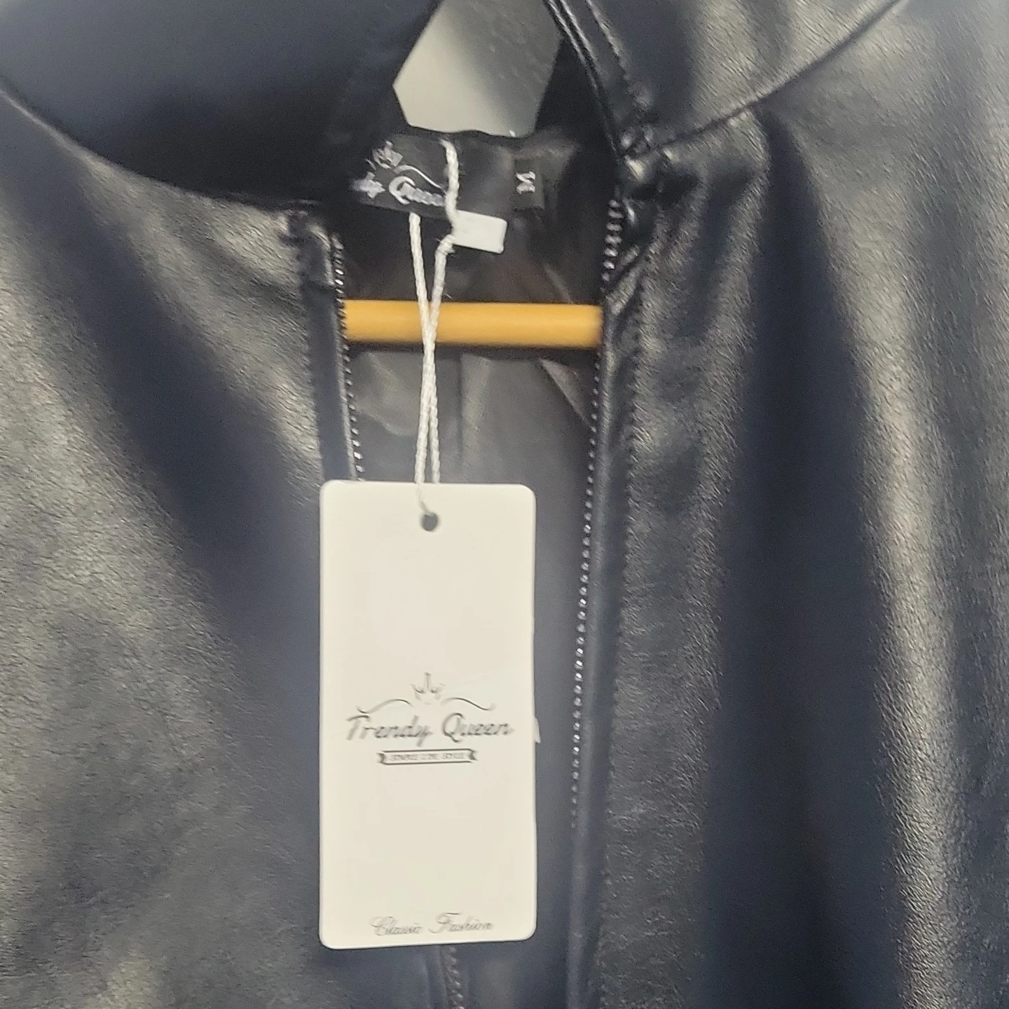 Trendy Queen Black Faux Leather Bomber Jacket - photo 3