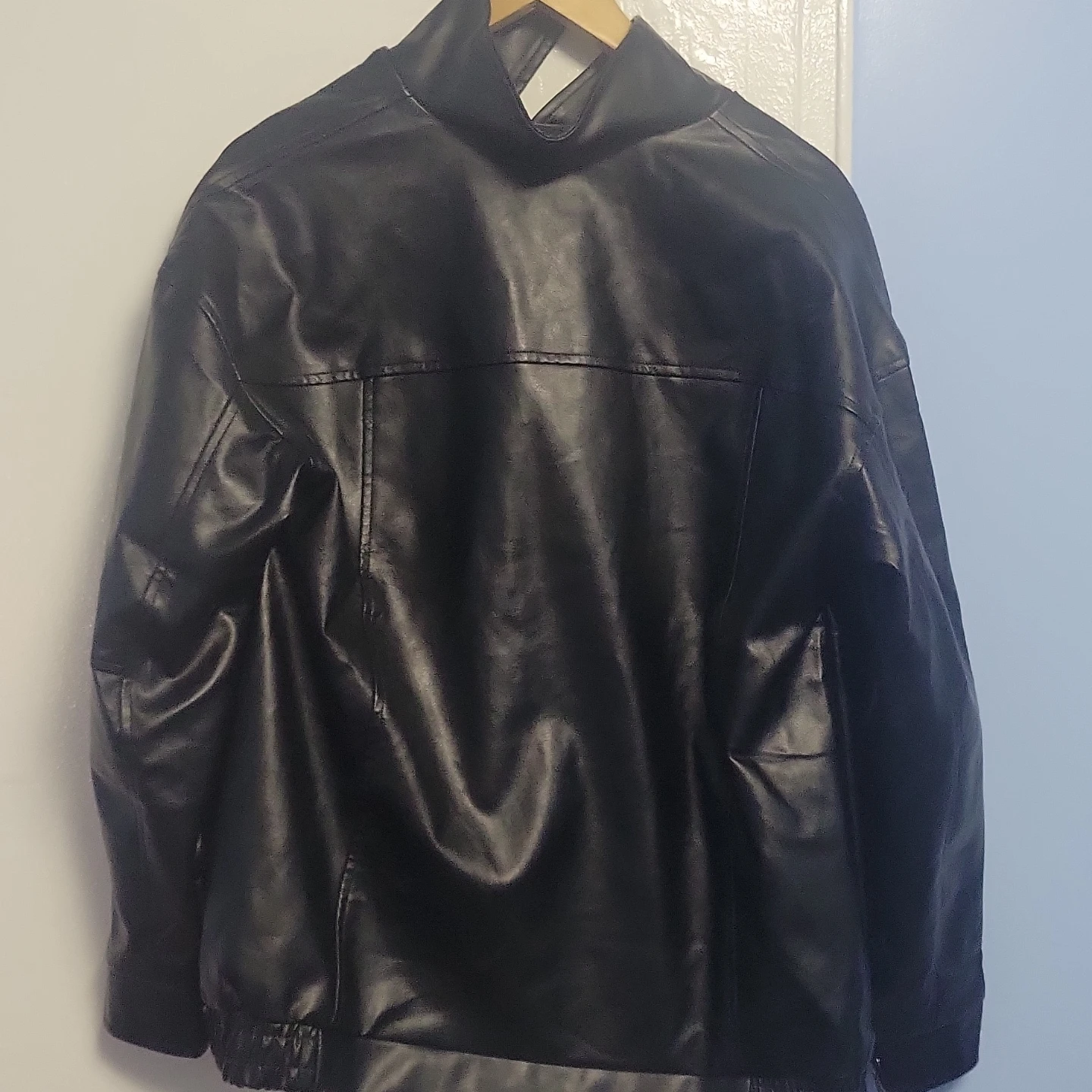 Trendy Queen Black Faux Leather Bomber Jacket - photo 5