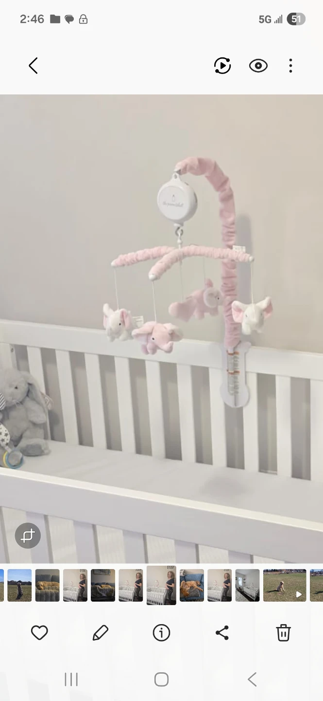 Pink Elephant Baby Crib Mobile