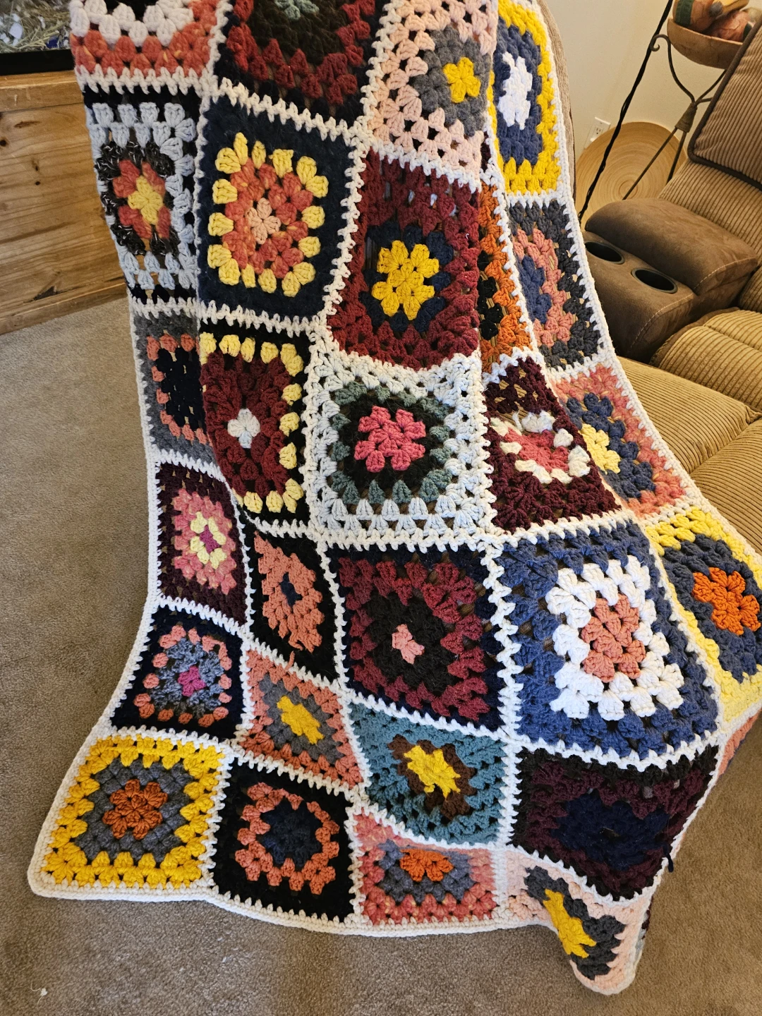 Handmade Granny Square Afghan Blanket
