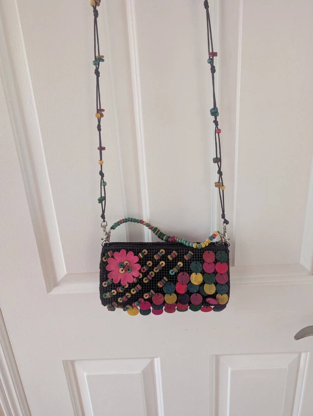 Beaded Clutch Purse with Flower Accent