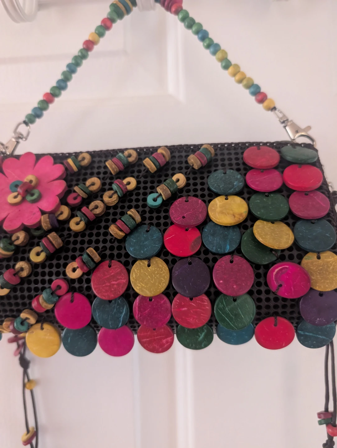 Beaded Clutch Purse with Flower Accent - photo 3