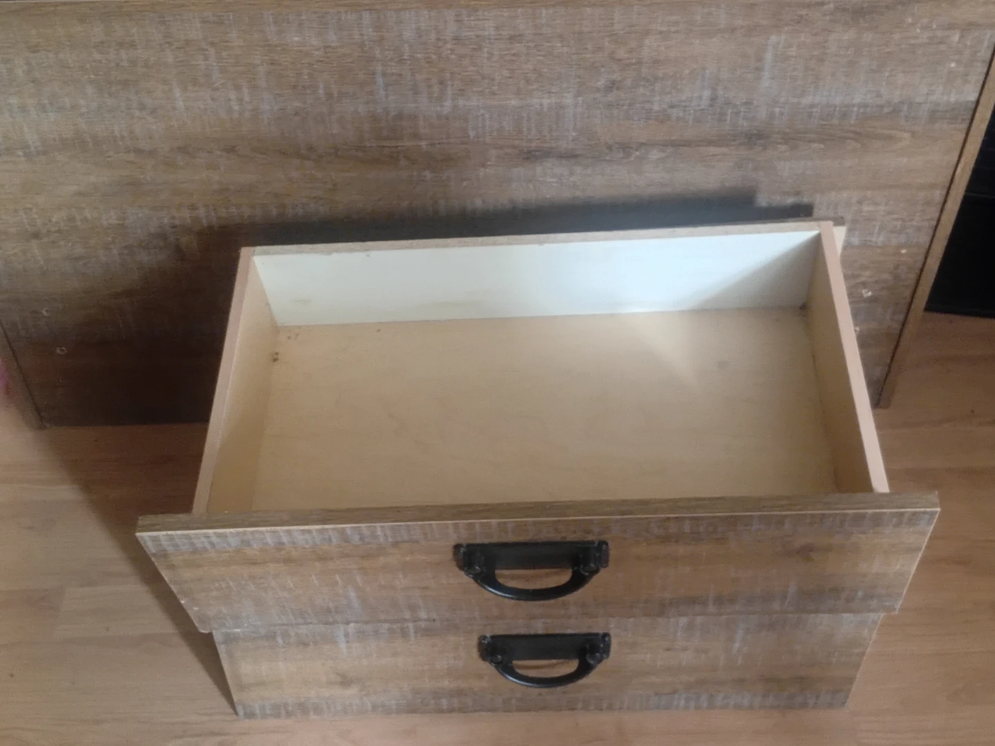 Wooden Bed Frame with Headboard Storage and Drawers