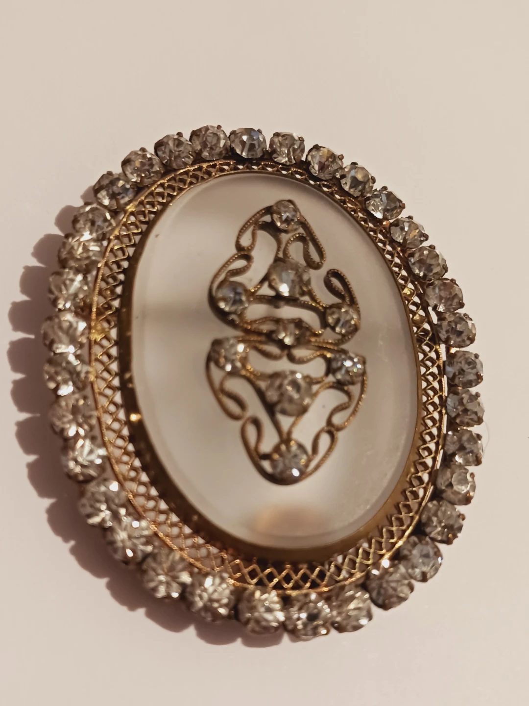 Art Deco 1920s Antique Frosted Crystal Rhinestone Pendant - photo 5