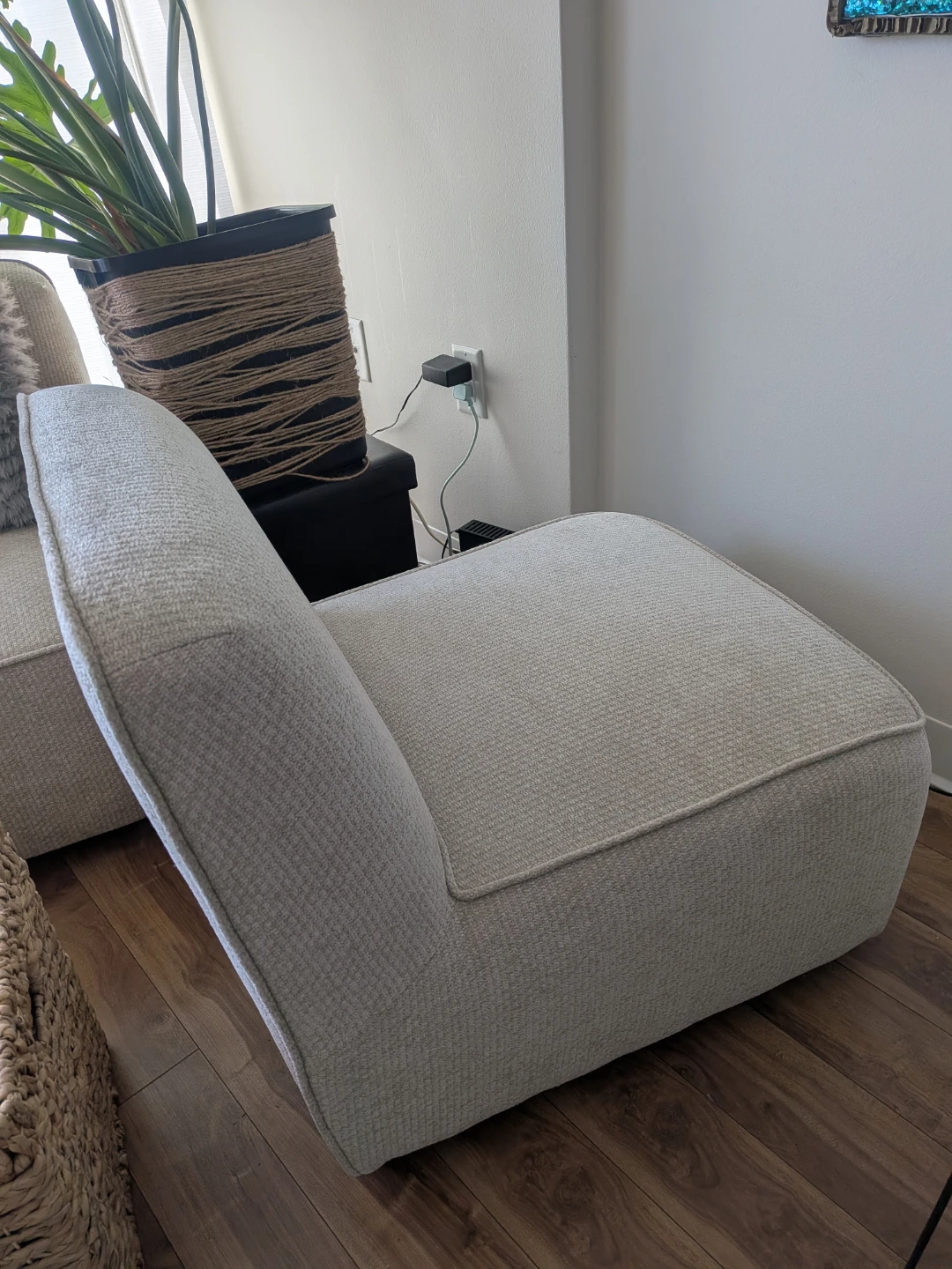 Cream upholstered accent chair