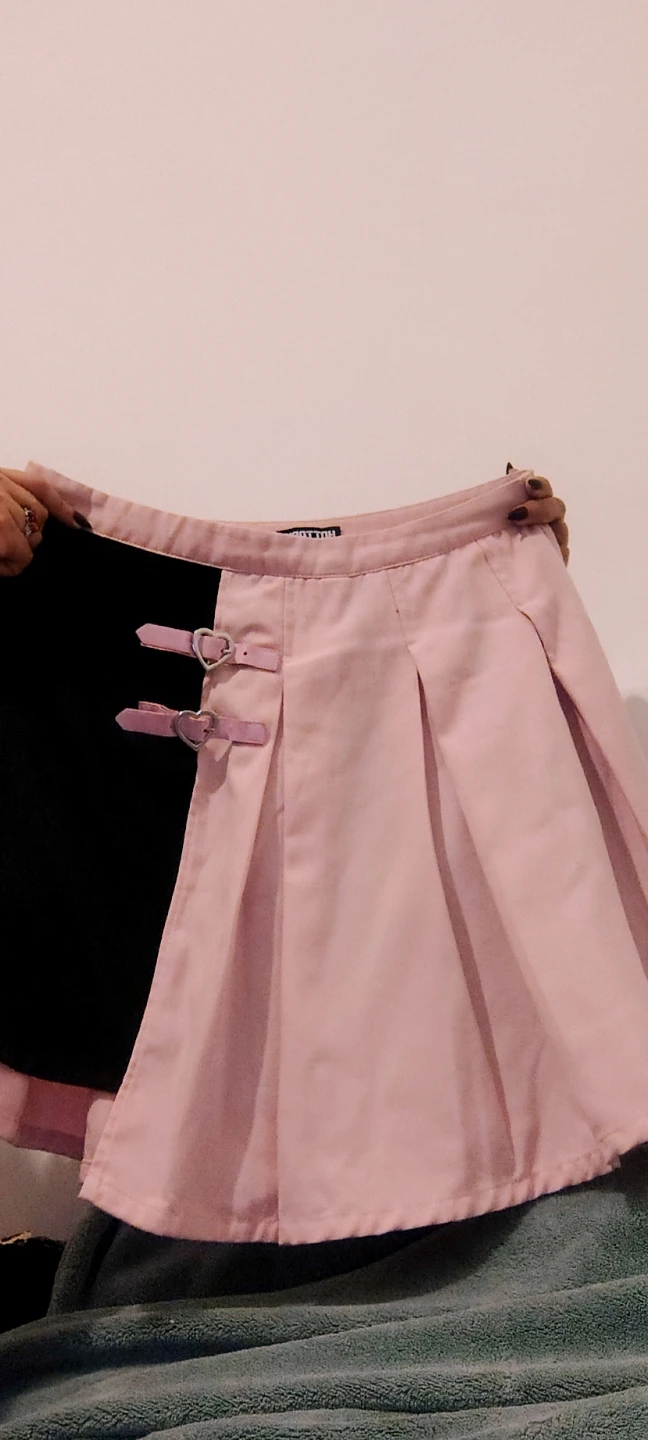 Pink & Black Asymmetrical Pleated Skirt - photo 2