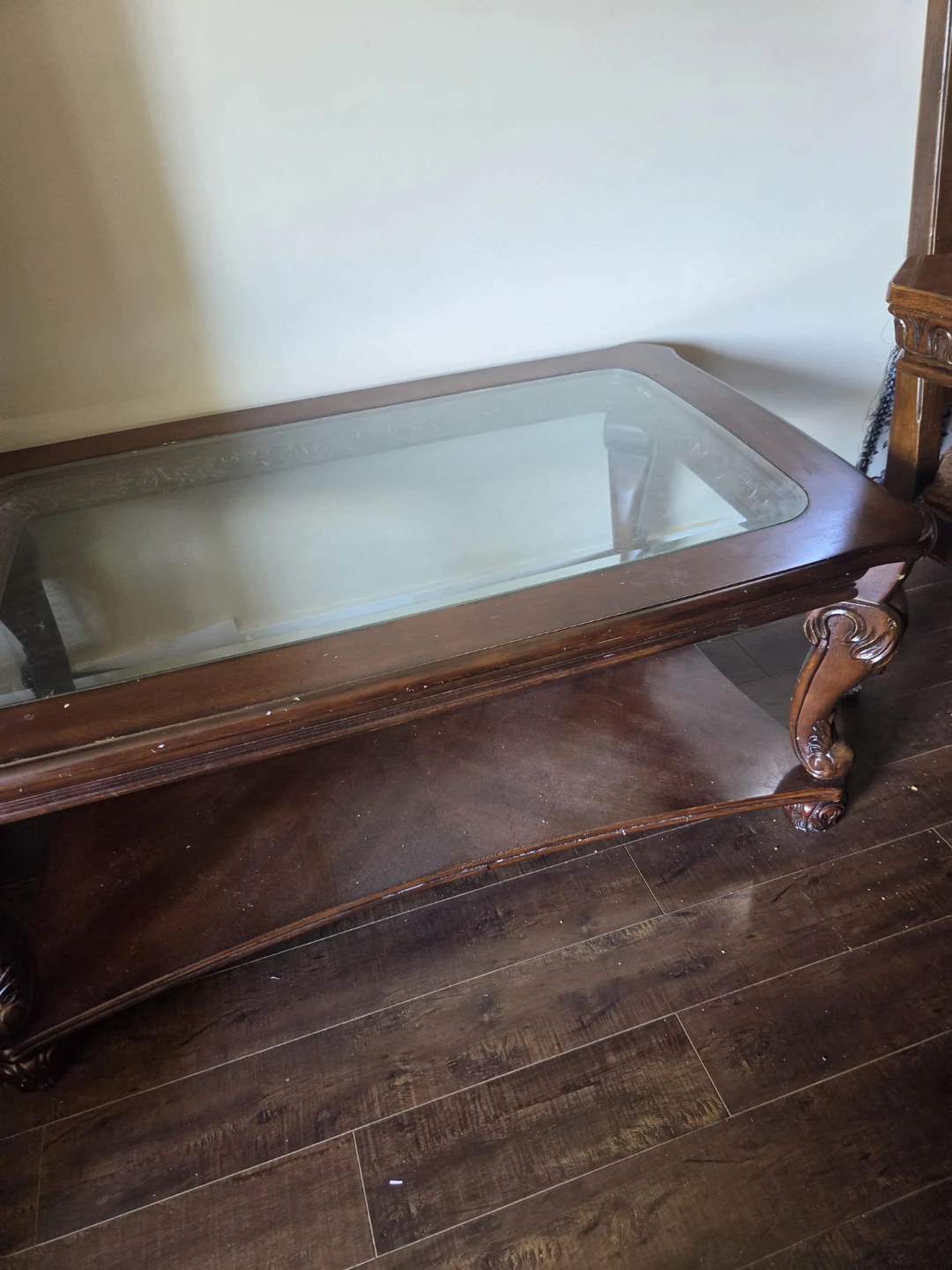 Wooden coffee table with glass top - photo 2