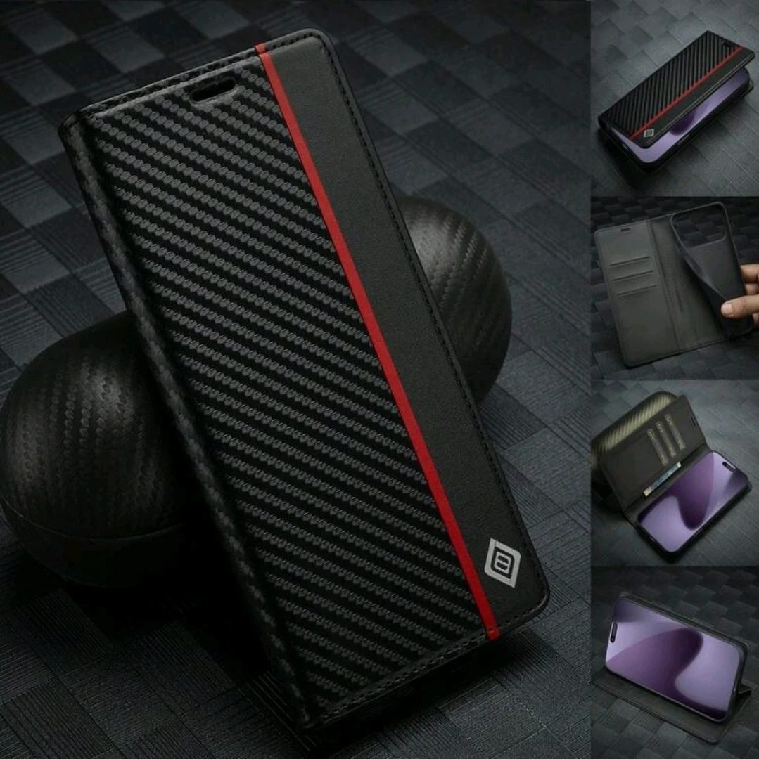 SAMSUNG S24 ULTRA Black Carbon Fibre Phone Case with Red Stripe - photo 2
