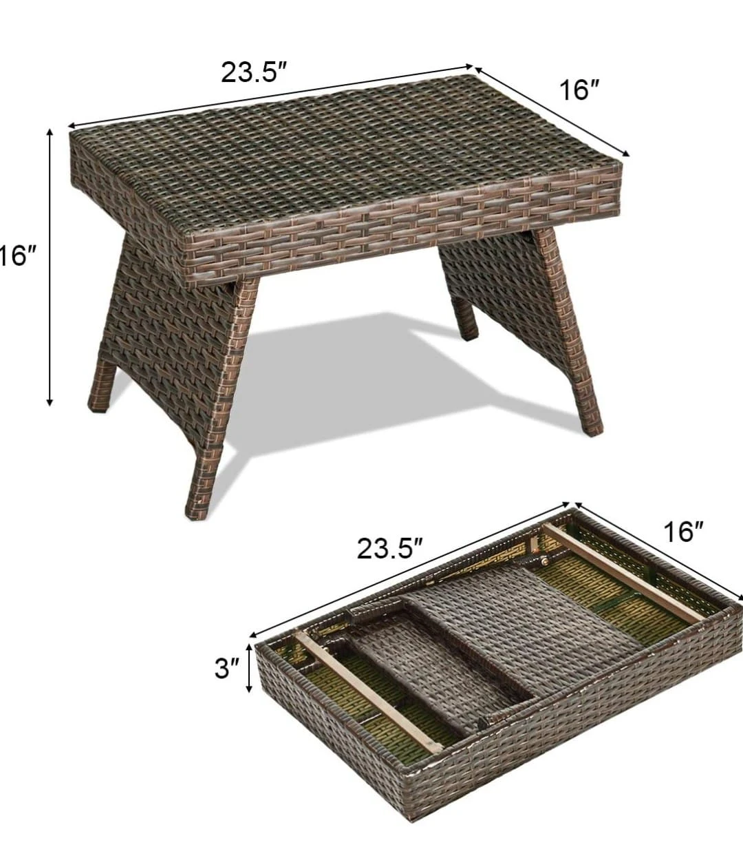 TangKula Folding Wicker Coffee Table - photo 2